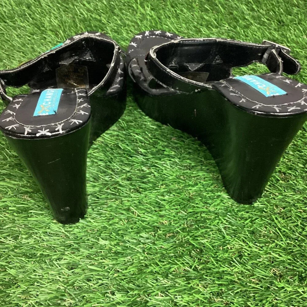 Charles David Wedge Sandals Gemstone Jewels Decor Slide 8M